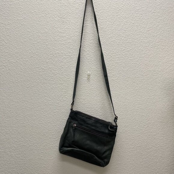 Great American Leatherworks Crossbody Purse Shoulder Bag Leather Dark Gray Green - Picture 12 of 12